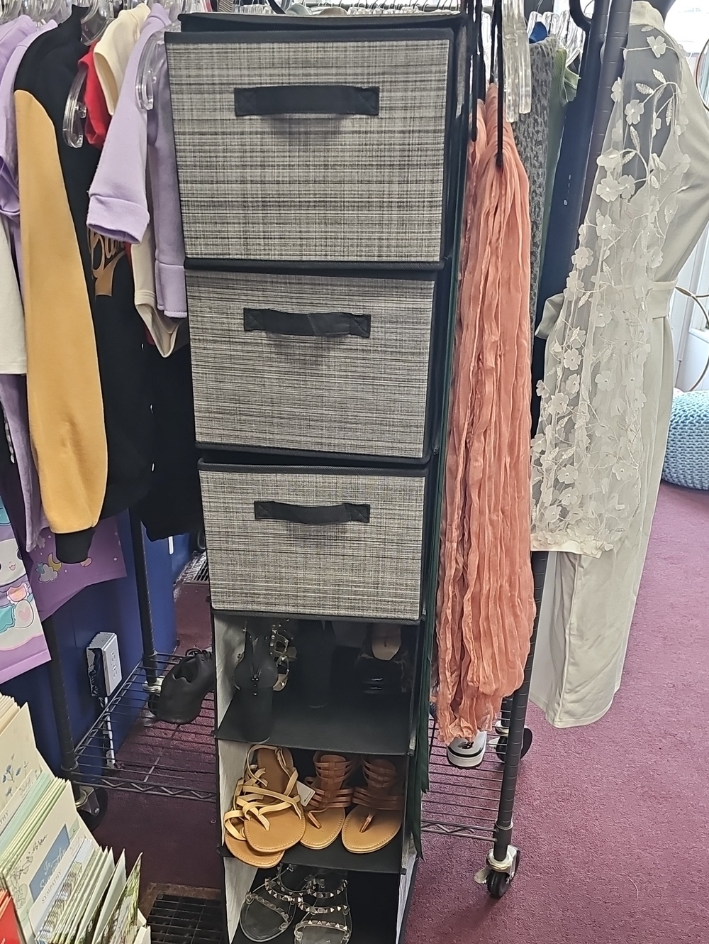 Fabric Hanging Closet Organizer with 3 Drawers and 3 Shelves - Gray